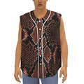Brick Red Python Snakeskin Print Sleeveless Baseball Jersey
