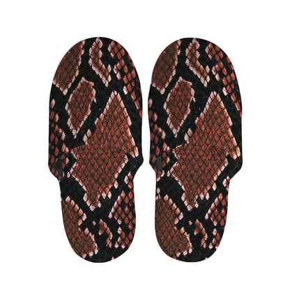 Brick Red Python Snakeskin Print Slippers