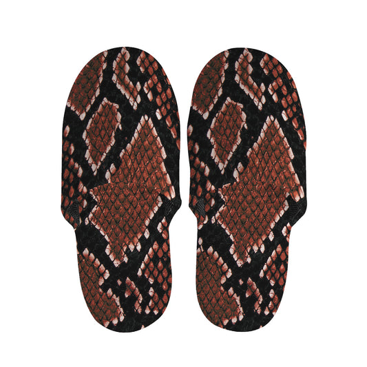 Brick Red Python Snakeskin Print Slippers