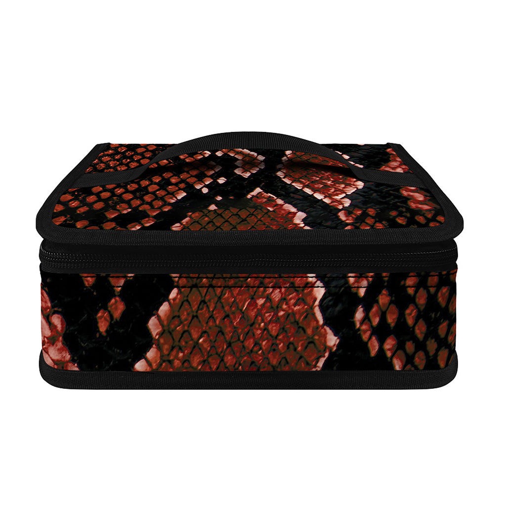 Brick Red Python Snakeskin Print Small Lunch Bag