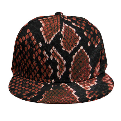 Brick Red Python Snakeskin Print Snapback Cap