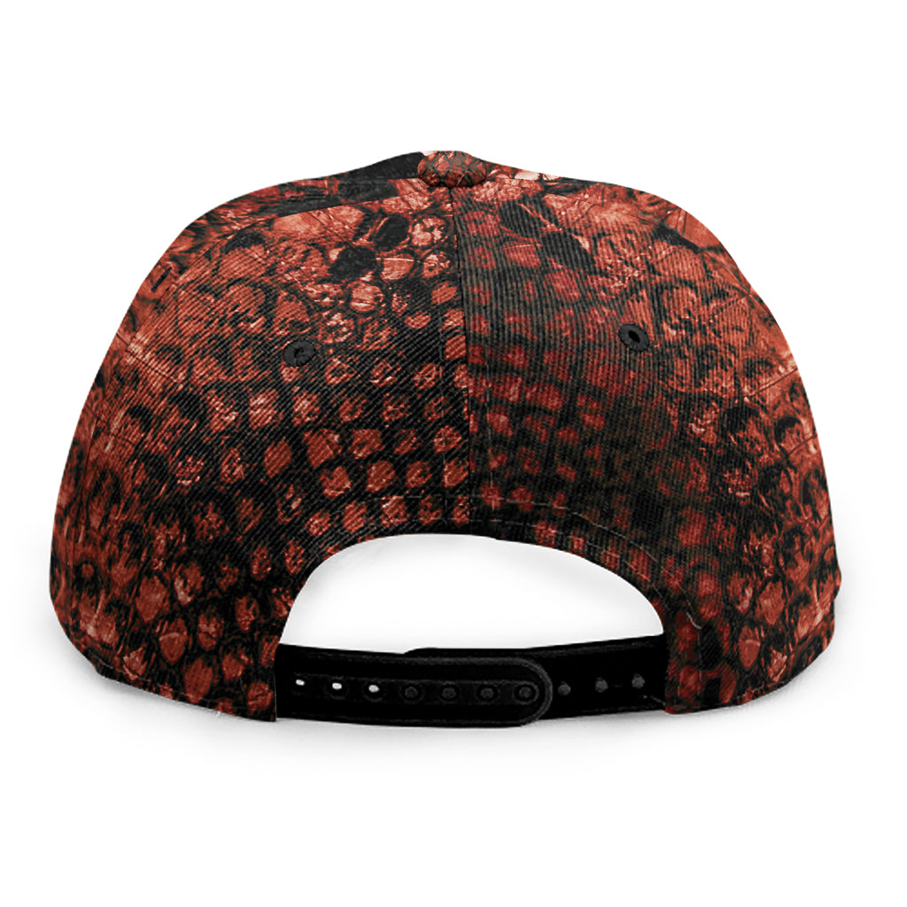 Brick Red Python Snakeskin Print Snapback Cap