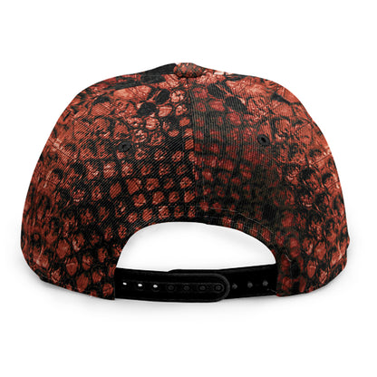 Brick Red Python Snakeskin Print Snapback Cap