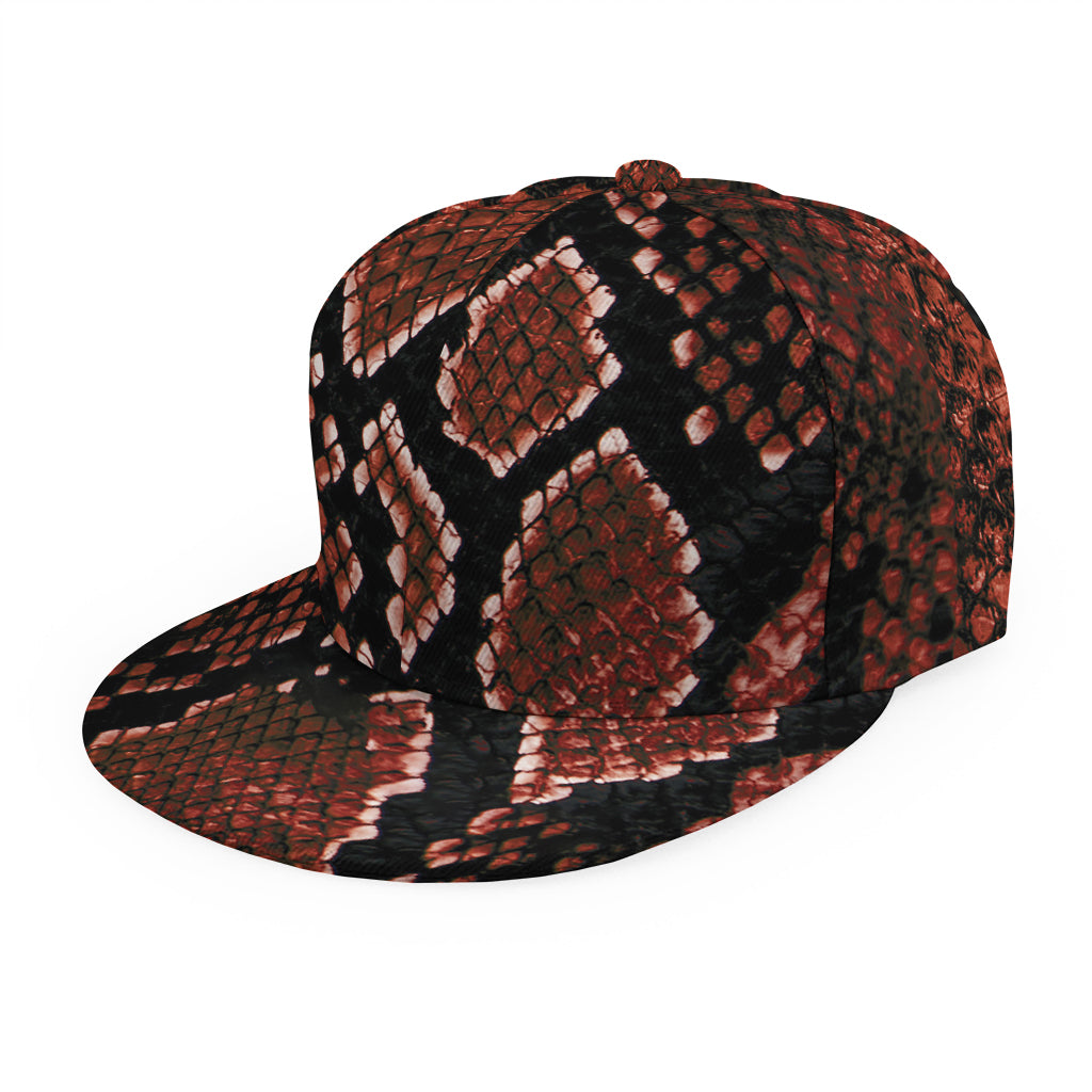 Brick Red Python Snakeskin Print Snapback Cap