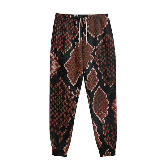 Brick Red Python Snakeskin Print Sweatpants