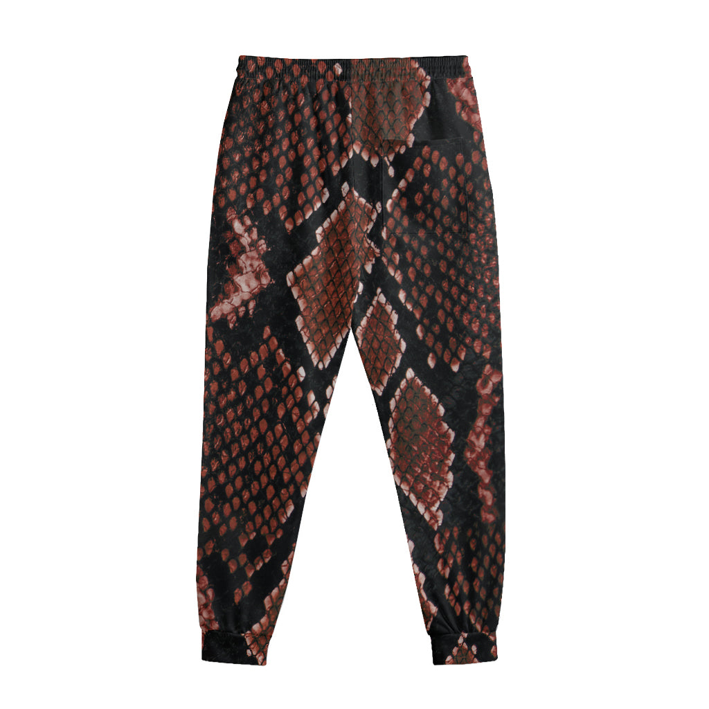 Brick Red Python Snakeskin Print Sweatpants