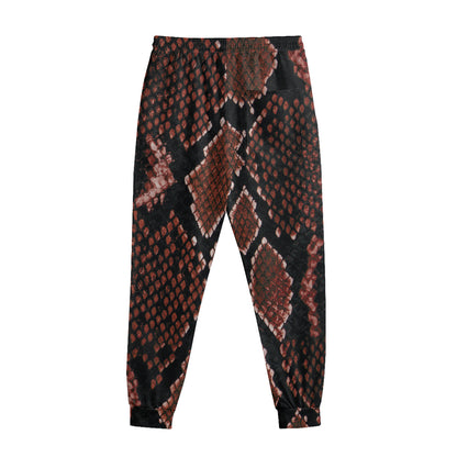 Brick Red Python Snakeskin Print Sweatpants