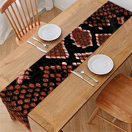 Brick Red Python Snakeskin Print Table Runner