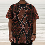 Brick Red Python Snakeskin Print Textured Short Sleeve Shirt