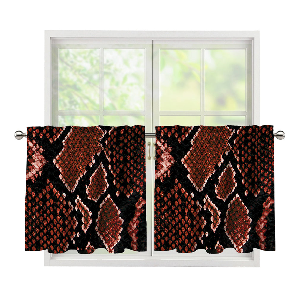 Brick Red Python Snakeskin Print Tier Curtains