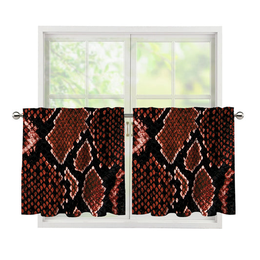 Brick Red Python Snakeskin Print Tier Curtains