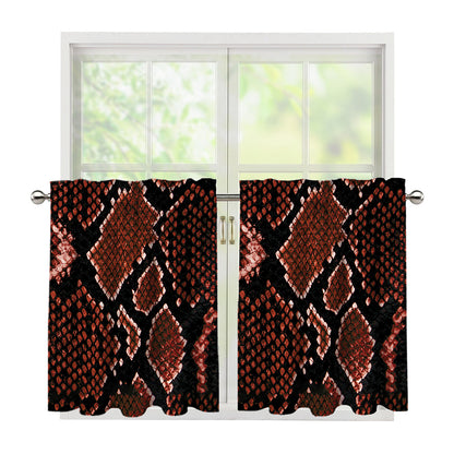 Brick Red Python Snakeskin Print Tier Curtains