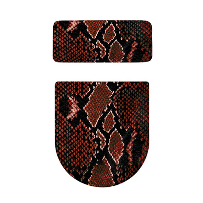 Brick Red Python Snakeskin Print Toilet Lid And Tank Cover Set