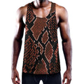 Brick Red Python Snakeskin Print Men's Workout Tank Top