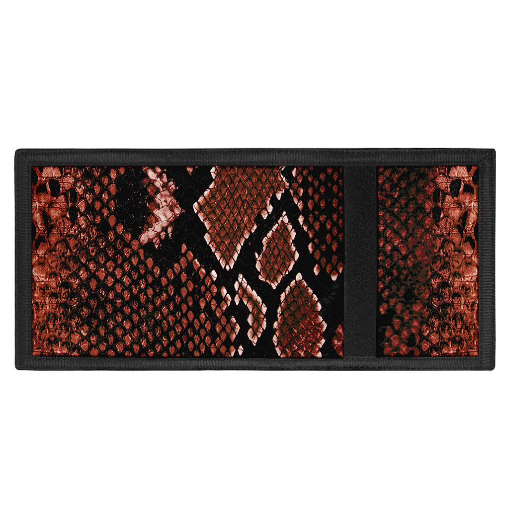 Brick Red Python Snakeskin Print Trifold Wallet