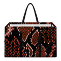 Brick Red Python Snakeskin Print Utility Tote Bag