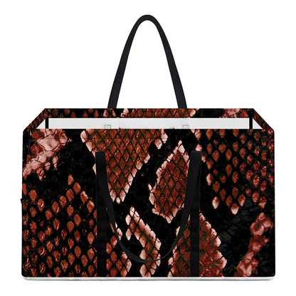 Brick Red Python Snakeskin Print Utility Tote Bag