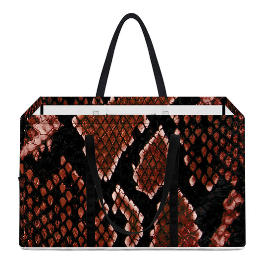 Brick Red Python Snakeskin Print Utility Tote Bag