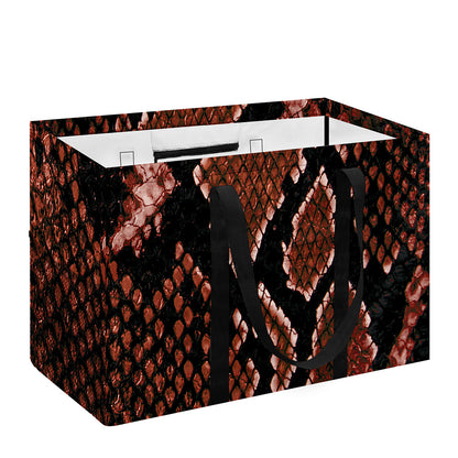 Brick Red Python Snakeskin Print Utility Tote Bag