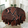 Brick Red Python Snakeskin Print Waterproof Round Tablecloth