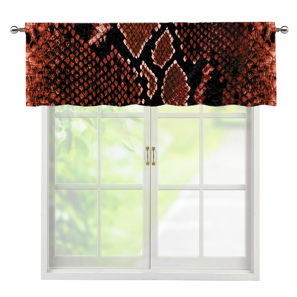 Brick Red Python Snakeskin Print Window Valance