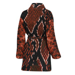 Brick Red Python Snakeskin Print Women's Bathrobe