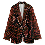 Brick Red Python Snakeskin Print Women's Blazer