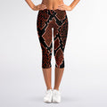 Brick Red Python Snakeskin Print Women's Capri Leggings