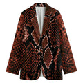 Brick Red Python Snakeskin Print Women's Cotton Blazer