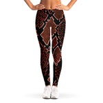 Brick Red Python Snakeskin Print Women's Leggings