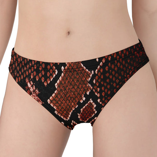 Brick Red Python Snakeskin Print Women's Panties