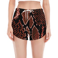 Brick Red Python Snakeskin Print Women's Split Running Shorts