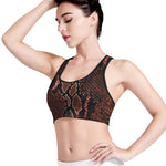 Brick Red Python Snakeskin Print Women's Sports Bra