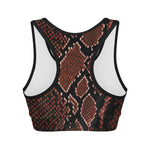 Brick Red Python Snakeskin Print Women's Sports Bra
