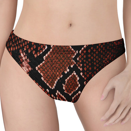 Brick Red Python Snakeskin Print Women's Thong
