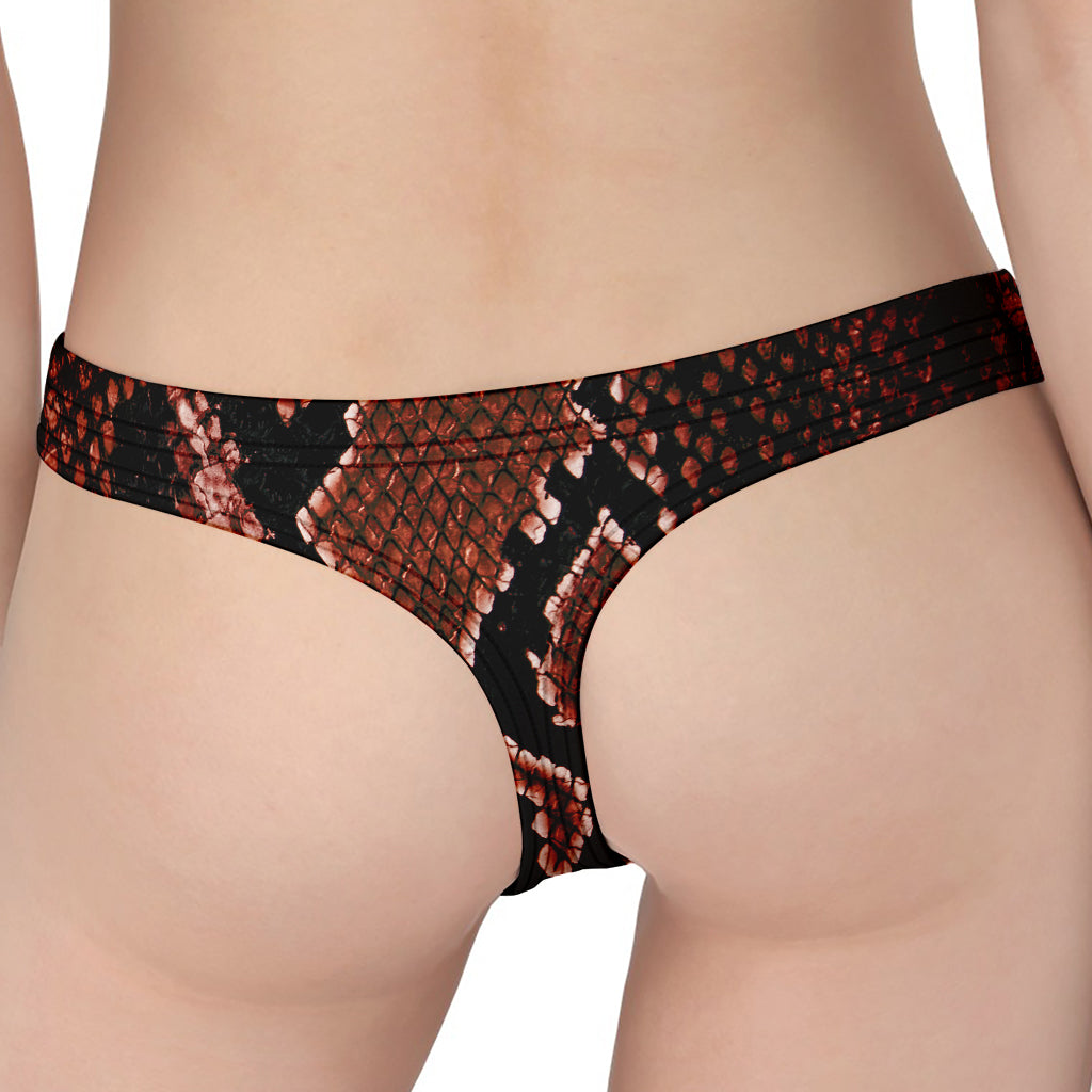 Brick Red Python Snakeskin Print Women's Thong