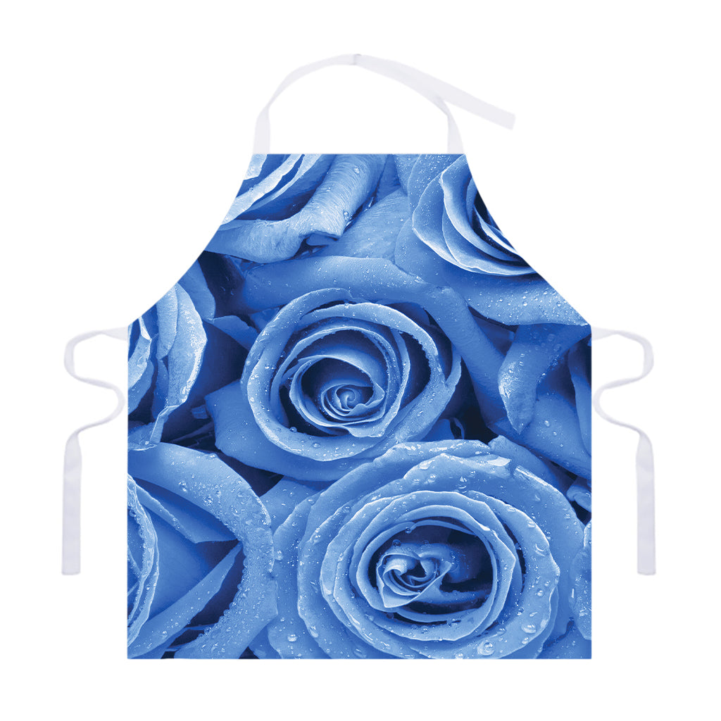 Bright Blue Rose Print Adjustable Apron