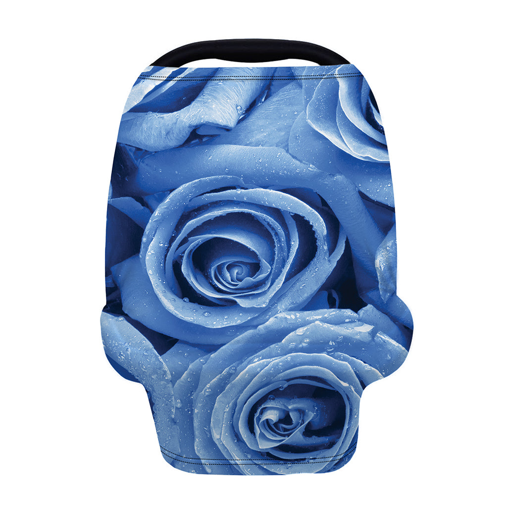 Bright Blue Rose Print Baby Seat Cover