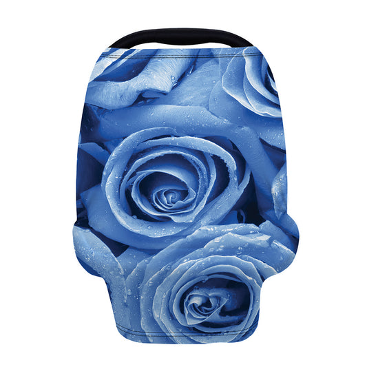 Bright Blue Rose Print Baby Seat Cover