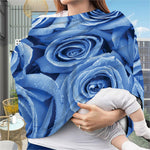 Bright Blue Rose Print Baby Seat Cover