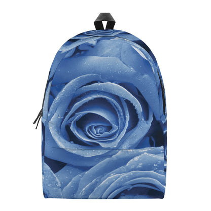 Bright Blue Rose Print Backpack