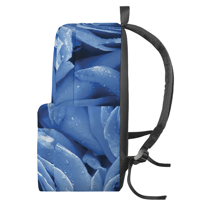 Bright Blue Rose Print Backpack
