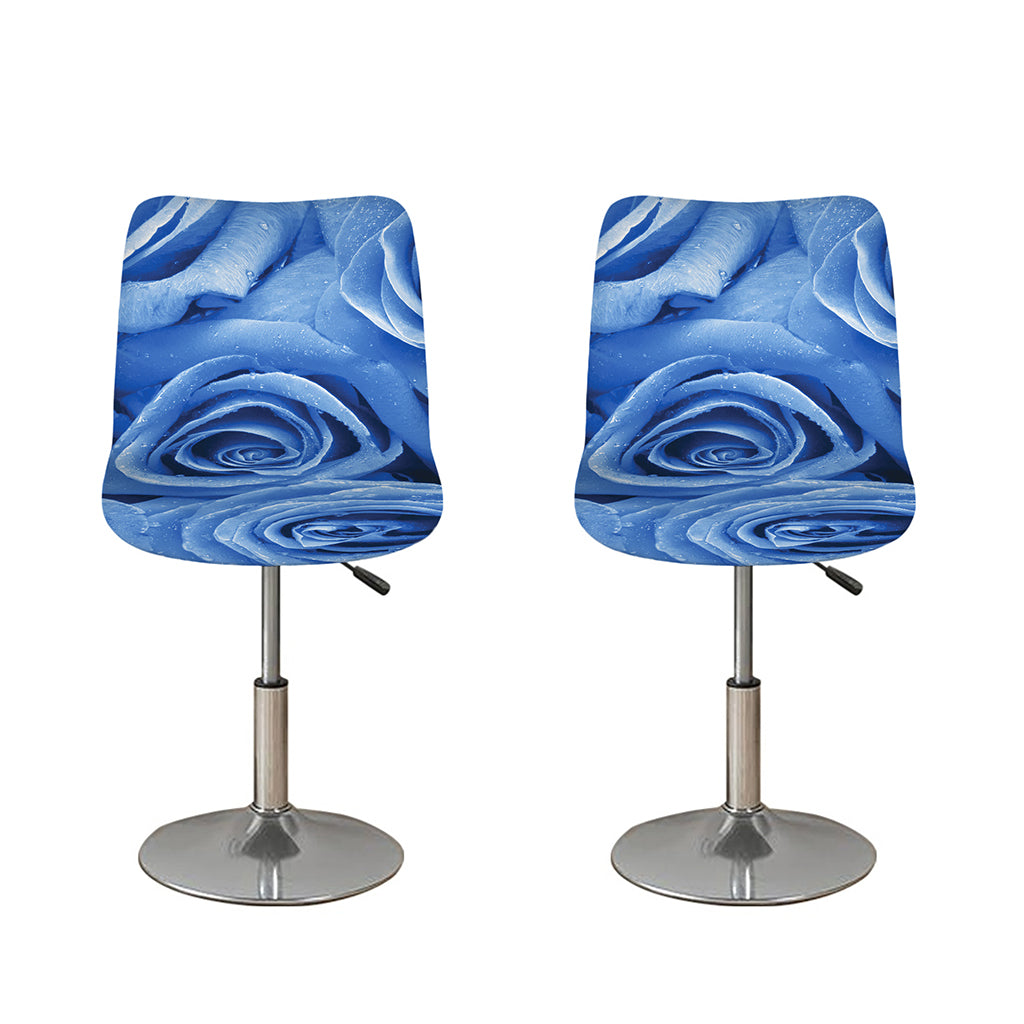 Bright Blue Rose Print Bar Stool Covers