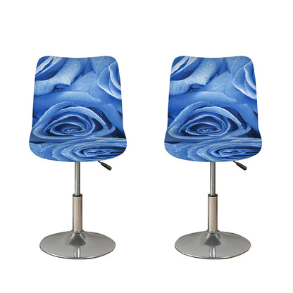Bright Blue Rose Print Bar Stool Covers