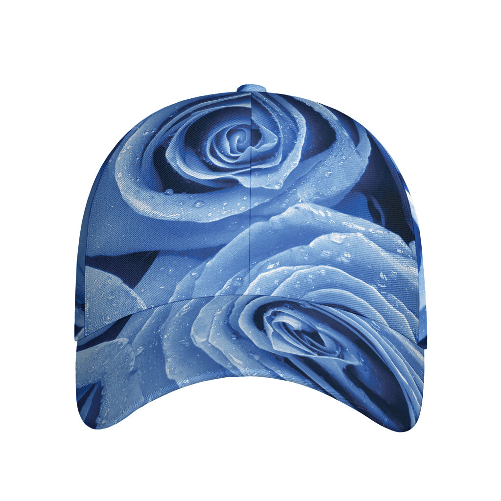Bright Blue Rose Print Baseball Cap