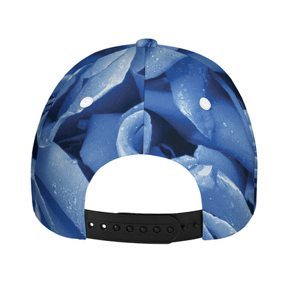 Bright Blue Rose Print Baseball Cap