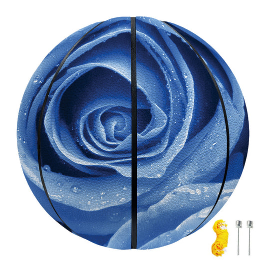 Bright Blue Rose Print Basketball