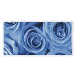 Bright Blue Rose Print Beach Towel