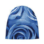 Bright Blue Rose Print Beanie