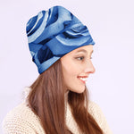 Bright Blue Rose Print Beanie